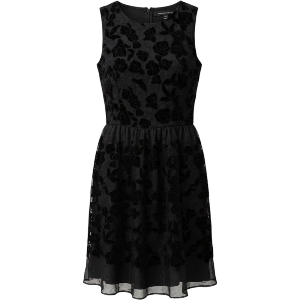 French Connection 0 Black LBD Dress Taffeta Velvet Fit Flare Romantic Fairy Goth